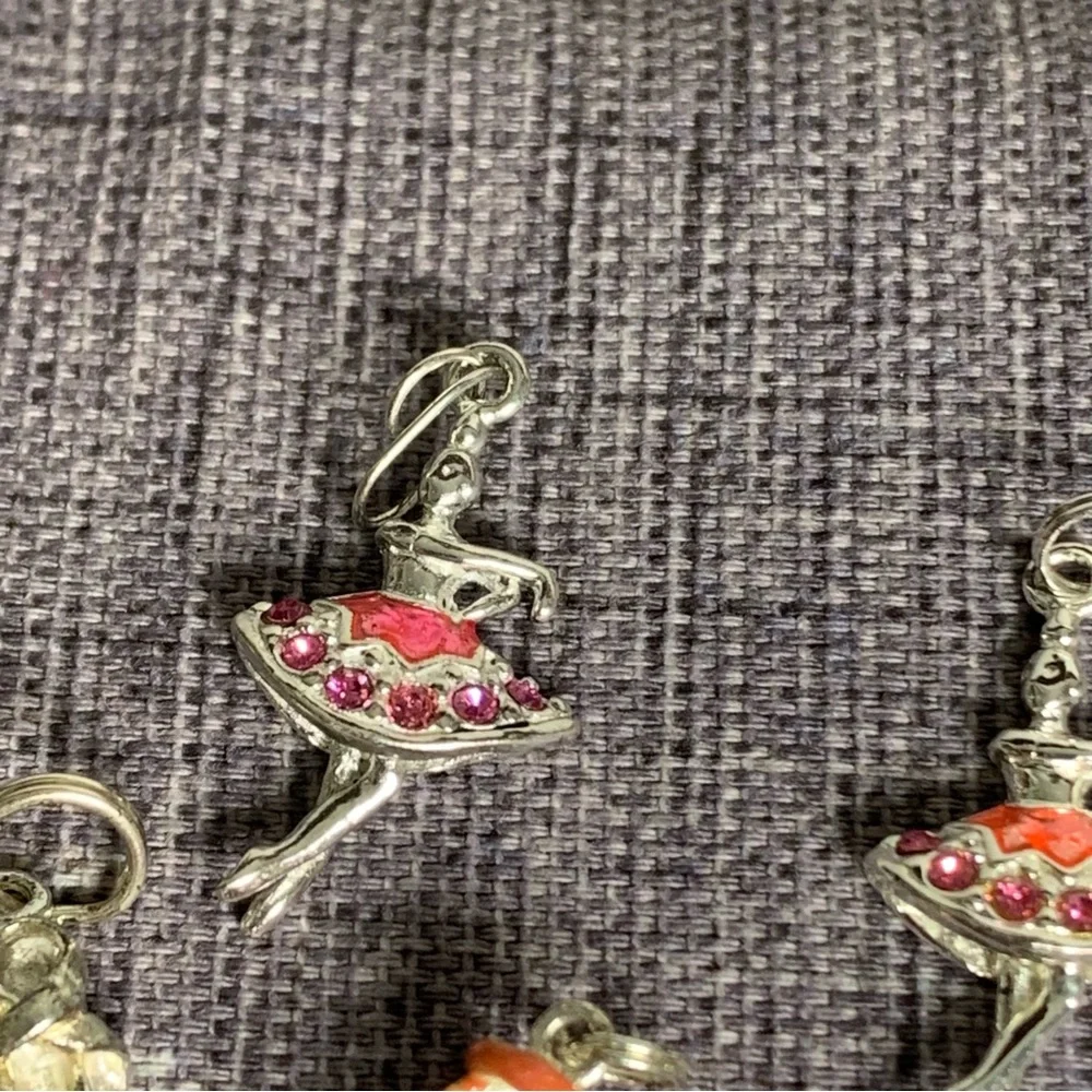 Set of 5 Silver Coated Ballet Theme Charms for Bracelet